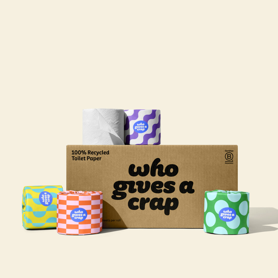 100% Recycled Toilet Paper | Eco Friendly | 24 Double Length Premium Rolls | 385 Sheets/Roll | 2 Ply | Who Gives A Crap