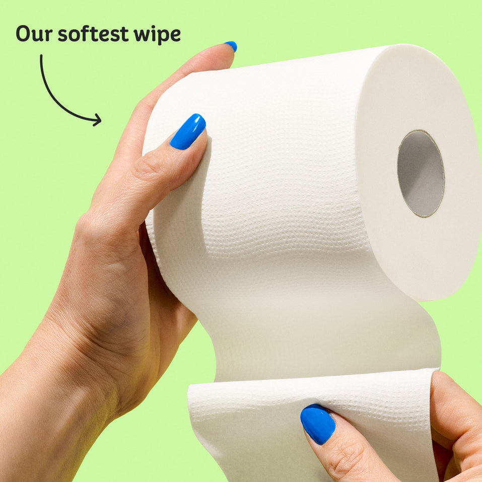 Super soft 3-ply bamboo toilet paper being held