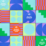 16 boxes of bamboo tissues neatly stacked to showcase multiple colorful box designs 