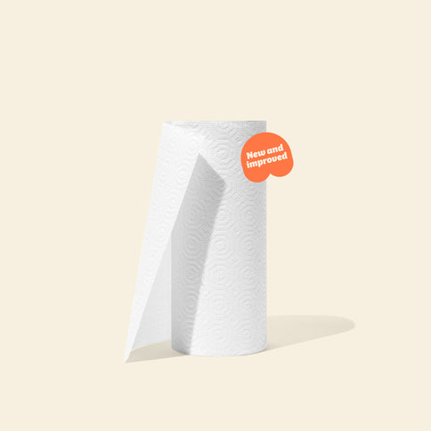 A roll of Who Gives A Crap absorbent bamboo paper towel 